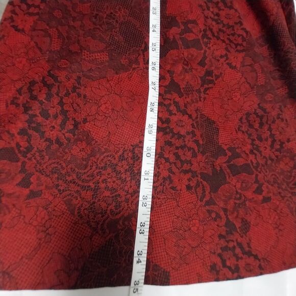 Vtg Briggs skirt Womens 14 red black floral long midi pencil slit Whimsygoth 90s - Picture 6 of 7